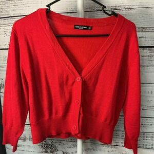 URBAN COCO Red Cropped Button Up Cardigan Sweater‎ Women's Size M